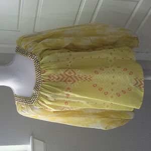 Sheridan French for Tuckernuck yellow orange beaded blouse (XS)